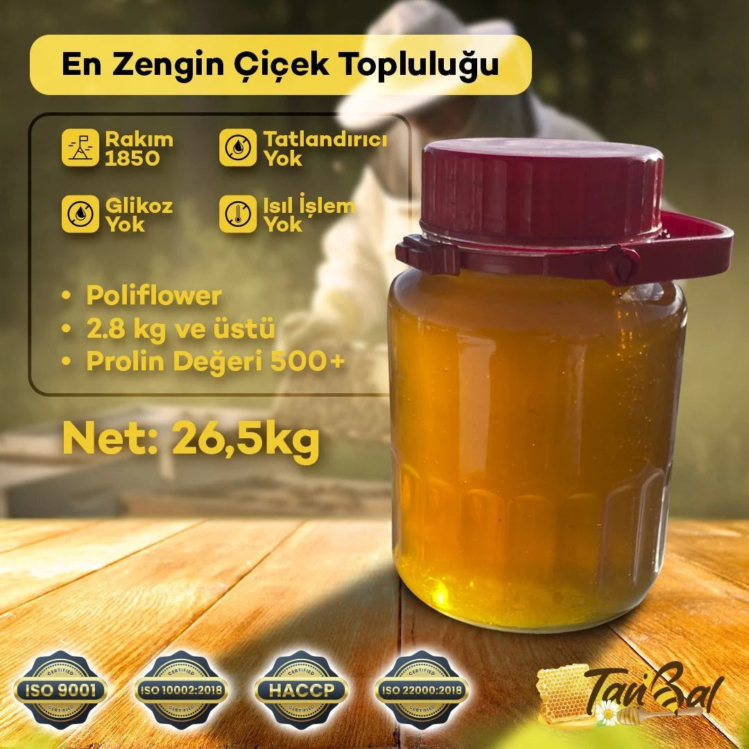 Tanbal Organik Yayla Çiçek Balı 26 KG Teneke