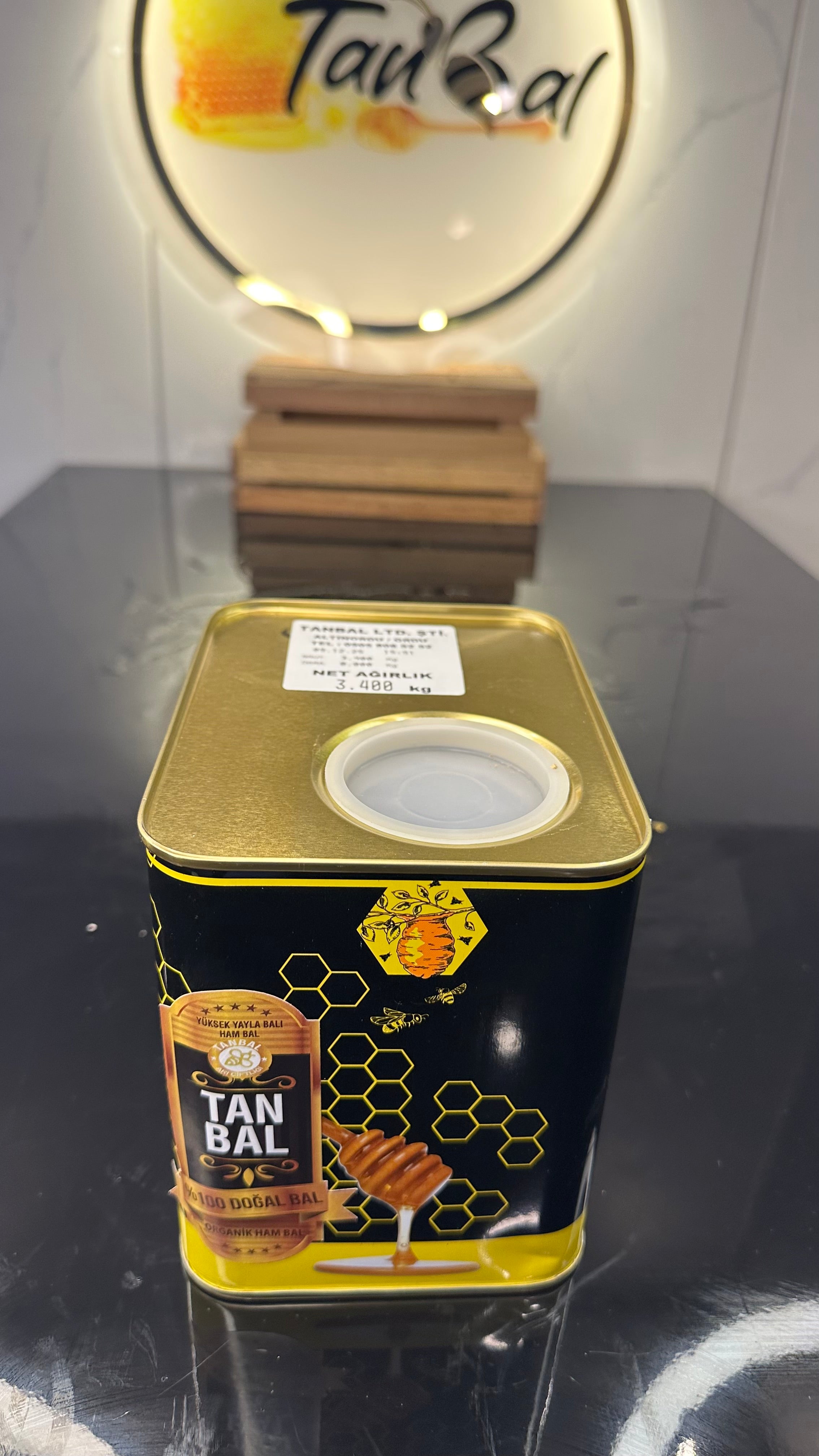 Tanbal Organik Süzme Bal 3 KG Büyük Boy Teneke