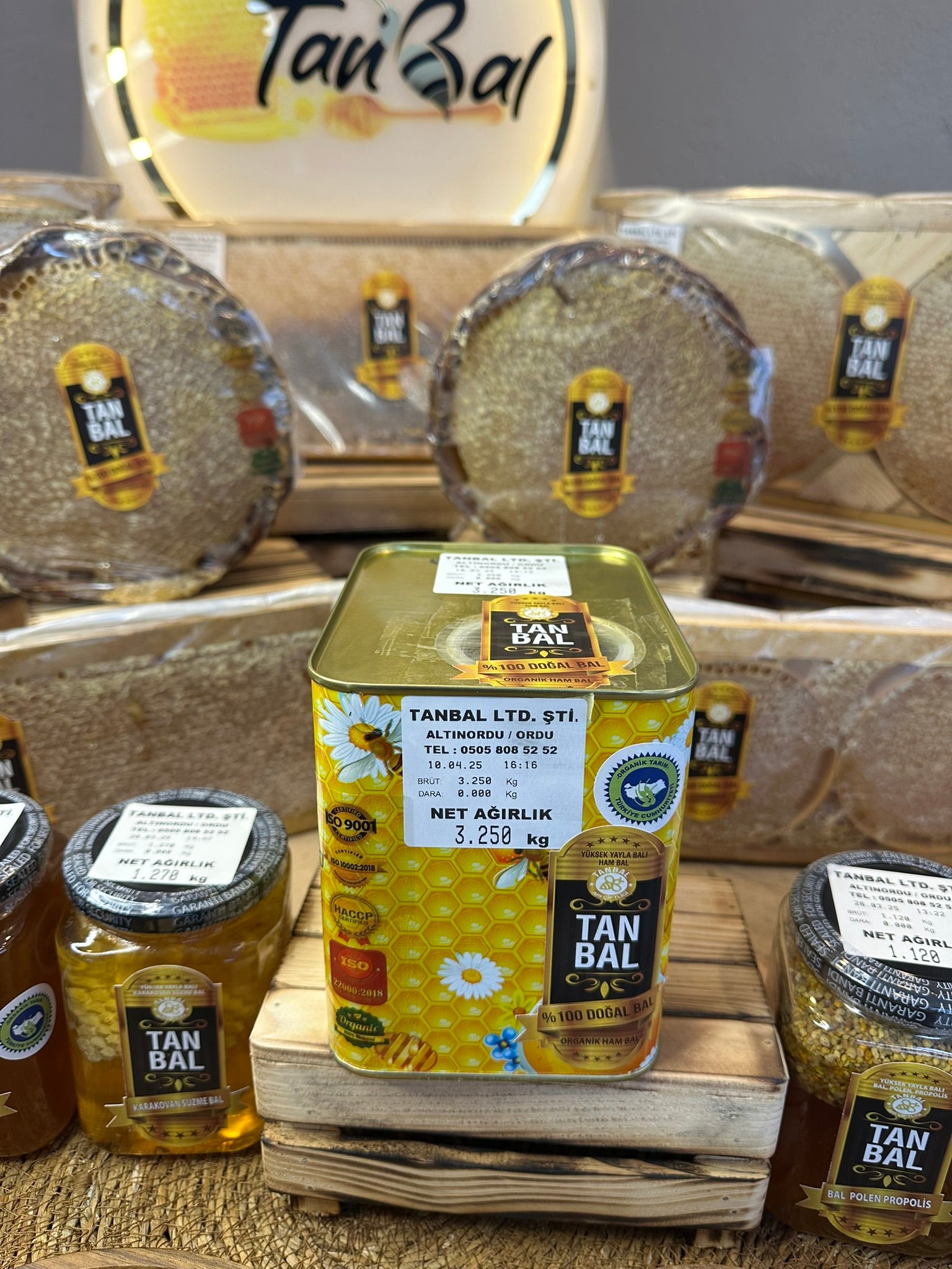 Tanbal Organik Süzme Bal 3 KG Büyük Boy Teneke