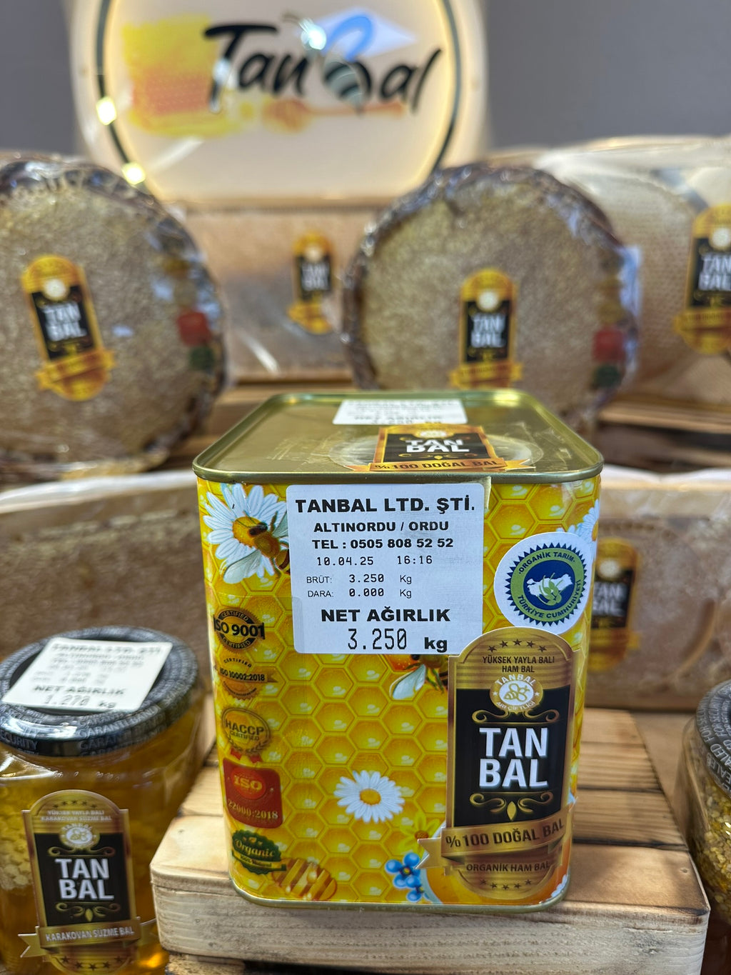 Tanbal Organik Süzme Bal 3 KG Büyük Boy Teneke